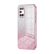 For OPPO A52 / A72 / A92 Gradient Glitter Powder Electroplated Phone Case(Pink)