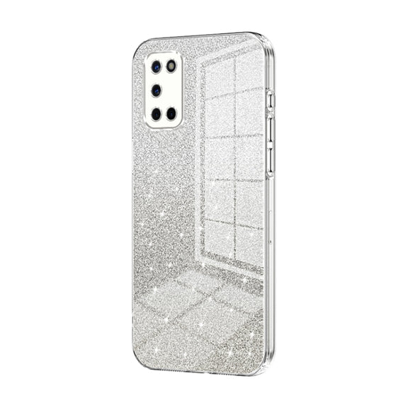 For OPPO A52 / A72 / A92 Gradient Glitter Powder Electroplated Phone Case(Transparent)