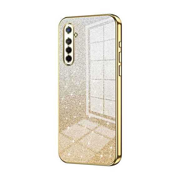 For OPPO K5 / Realme XT/XT 730G Gradient Glitter Powder Electroplated Phone Case(Gold)