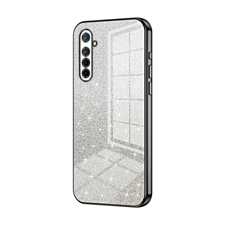 For OPPO K5 / Realme XT/XT 730G Gradient Glitter Powder Electroplated Phone Case(Black)