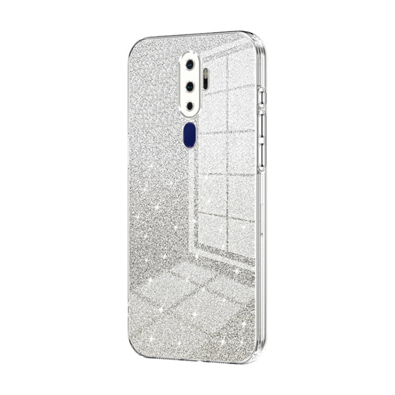 For OPPO A11x / A9 2020 Gradient Glitter Powder Electroplated Phone Case(Transparent)