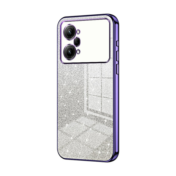 For OPPO K10 Pro Gradient Glitter Powder Electroplated Phone Case(Purple)