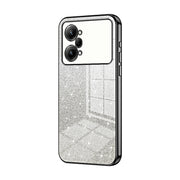 For OPPO K10 Pro Gradient Glitter Powder Electroplated Phone Case(Black)