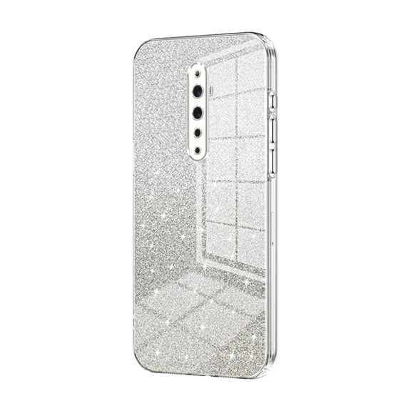 For OPPO Reno2 Z / Reno2 F Gradient Glitter Powder Electroplated Phone Case(Transparent)