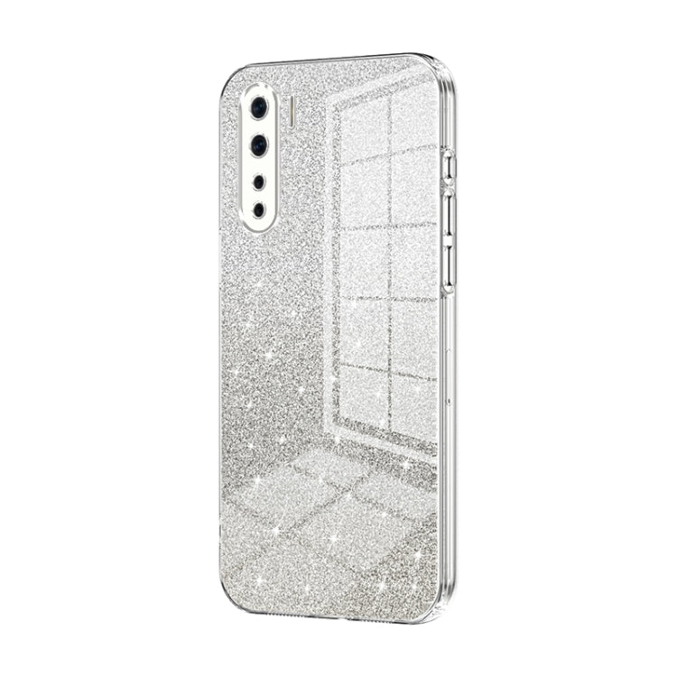 For OPPO Reno3 4G / F15 / A91 Gradient Glitter Powder Electroplated Phone Case(Transparent)