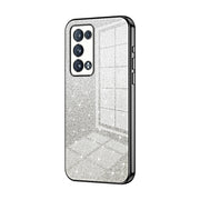 For OPPO Reno6 Pro+ Gradient Glitter Powder Electroplated Phone Case(Black)