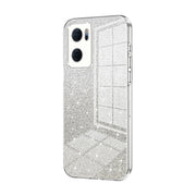 For OPPO Reno7 5G Gradient Glitter Powder Electroplated Phone Case(Transparent)