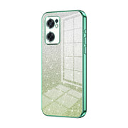 For OPPO Reno7 SE Gradient Glitter Powder Electroplated Phone Case(Green)