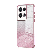 For OPPO Reno8 Pro Gradient Glitter Powder Electroplated Phone Case(Pink)