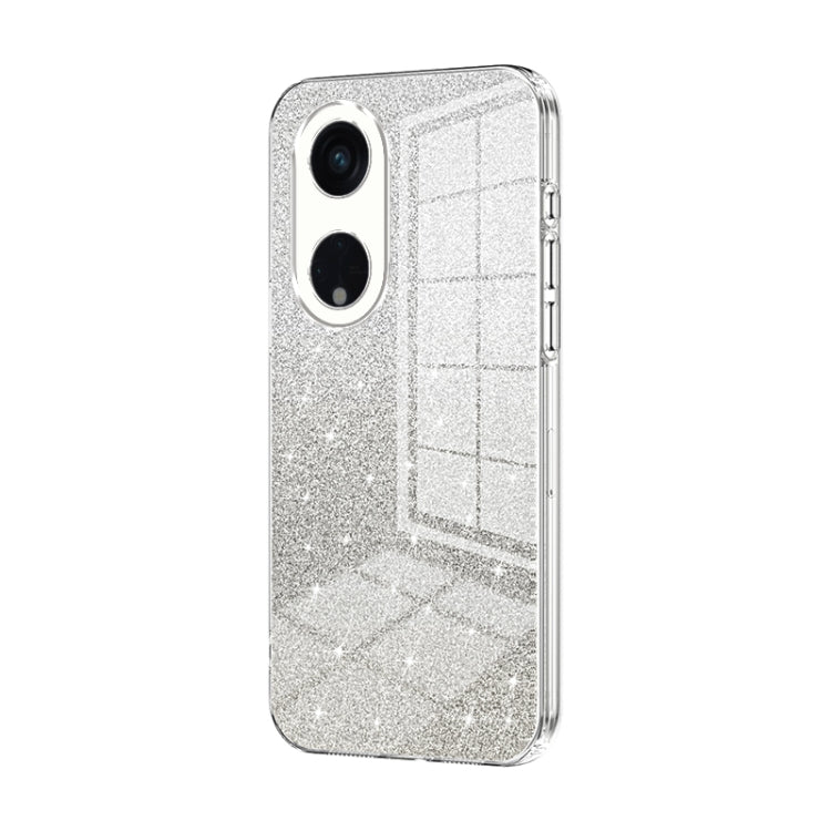 For OPPO Reno8 T 5G Gradient Glitter Powder Electroplated Phone Case(Transparent)