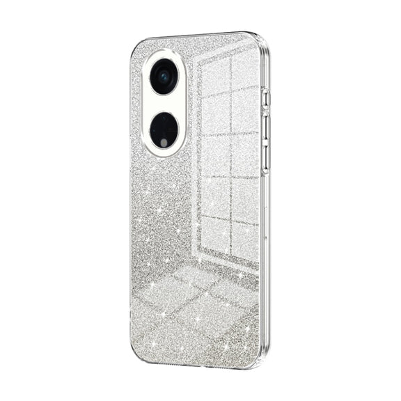 For OPPO Reno8 T 5G Gradient Glitter Powder Electroplated Phone Case(Transparent)