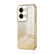 For OPPO Reno9 / Reno9 Pro Gradient Glitter Powder Electroplated Phone Case(Gold)
