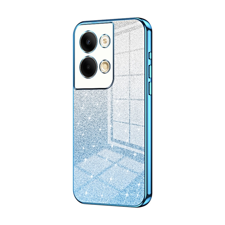 For OPPO Reno9 / Reno9 Pro Gradient Glitter Powder Electroplated Phone Case(Blue)