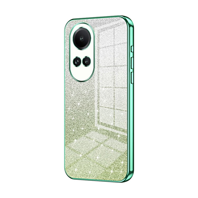For OPPO Reno10 5G/Reno10 Pro 5G Global Gradient Glitter Powder Electroplated Phone Case(Green)