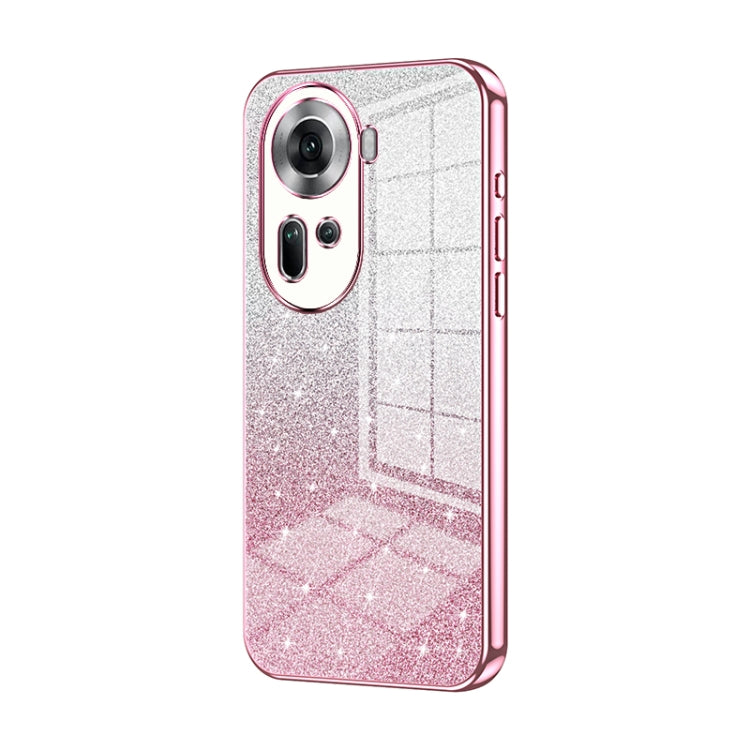 For OPPO Reno11 Global Gradient Glitter Powder Electroplated Phone Case(Pink)