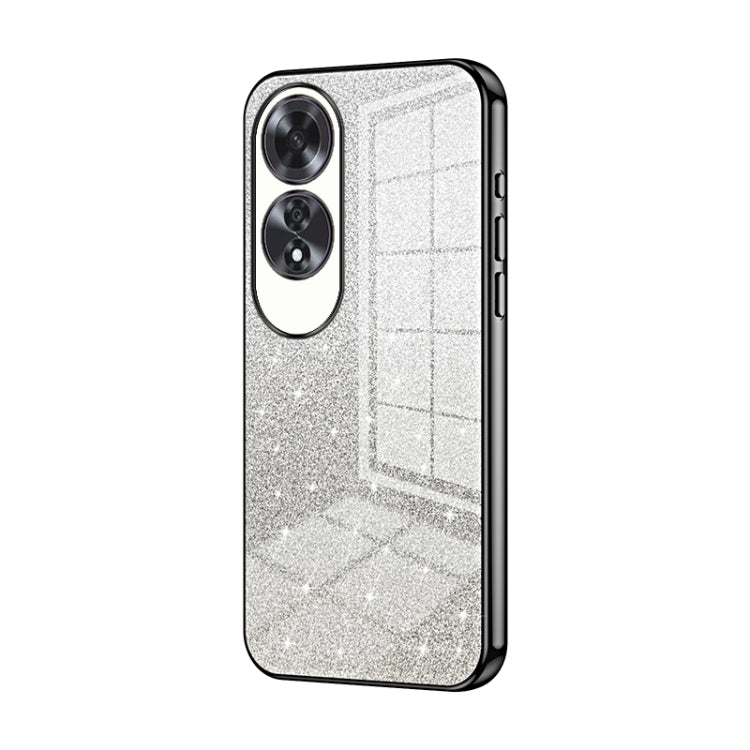 For OPPO A60 Gradient Glitter Powder Electroplated Phone Case(Black)