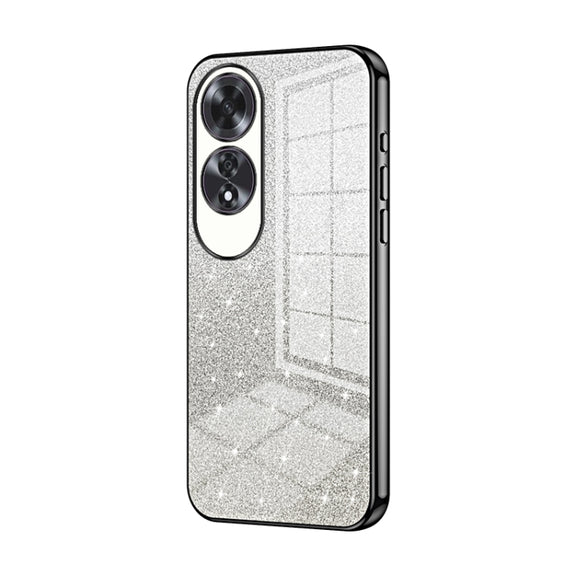 For OPPO A60 Gradient Glitter Powder Electroplated Phone Case(Black)