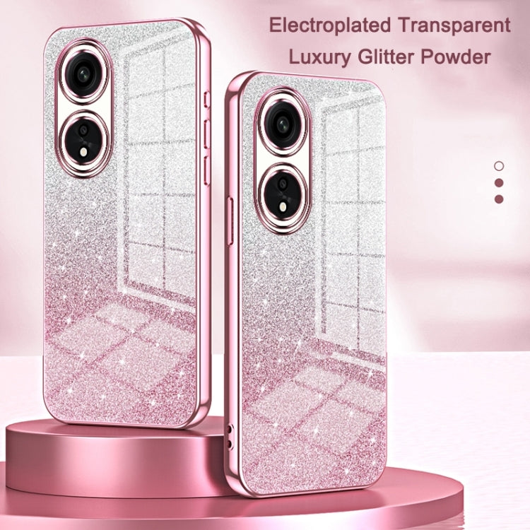 For OPPO Find X5 Pro Gradient Glitter Powder Electroplated Phone Case(Blue)