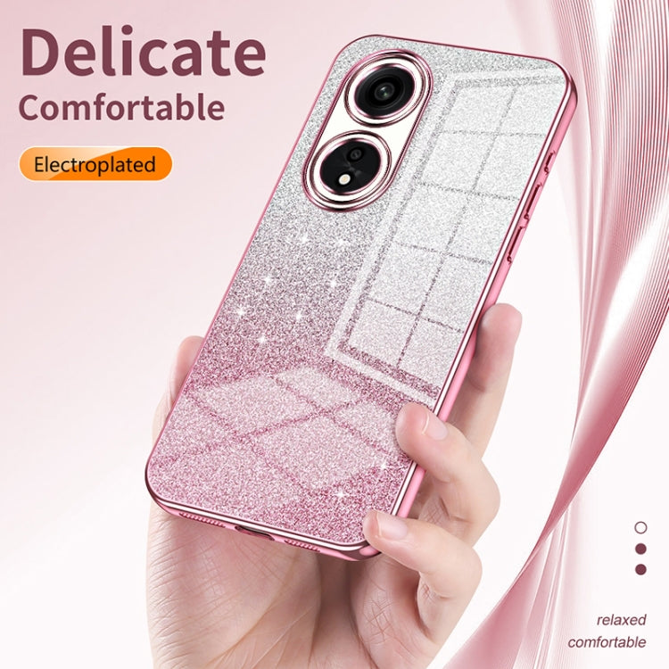 For OPPO A91 Gradient Glitter Powder Electroplated Phone Case(Silver)