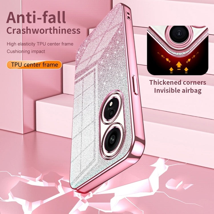 For OPPO A94 4G Gradient Glitter Powder Electroplated Phone Case(Blue)