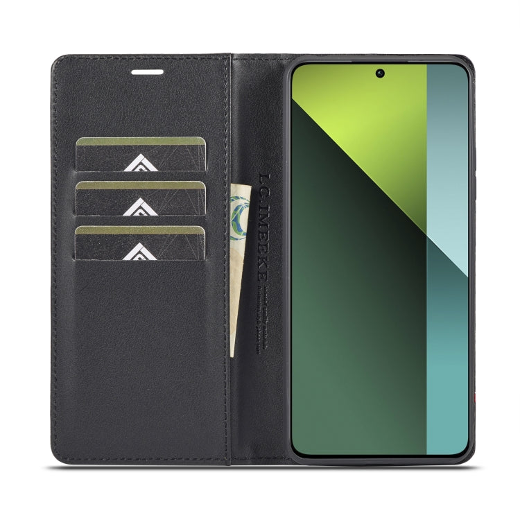 For Xiaomi Redmi Note 13 4G LC.IMEEKE Carbon Fiber Texture Flip Leather Phone Case(Horizontal Black)