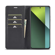 For Xiaomi Redmi Note 13 4G LC.IMEEKE Carbon Fiber Texture Flip Leather Phone Case(Horizontal Black)