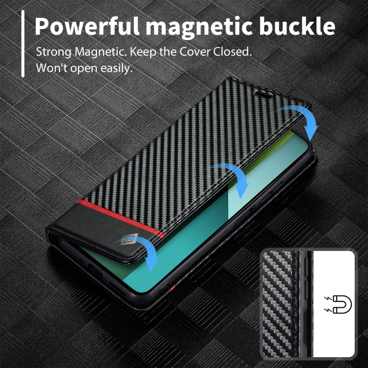 For Xiaomi Redmi Note 13 4G LC.IMEEKE Carbon Fiber Texture Flip Leather Phone Case(Horizontal Black)