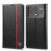 For Xiaomi Poco X6 Pro 5G LC.IMEEKE Carbon Fiber Texture Flip Leather Phone Case(Vertical Black)