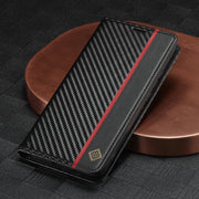 For Xiaomi Poco X6 Pro 5G LC.IMEEKE Carbon Fiber Texture Flip Leather Phone Case(Vertical Black)
