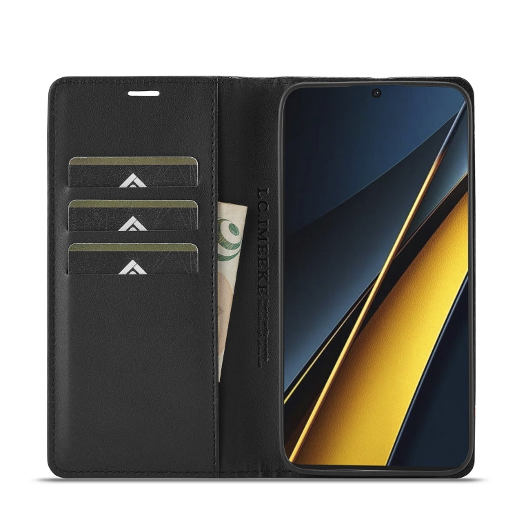 For Xiaomi Poco X6 Pro 5G LC.IMEEKE Carbon Fiber Texture Flip Leather Phone Case(Vertical Black)