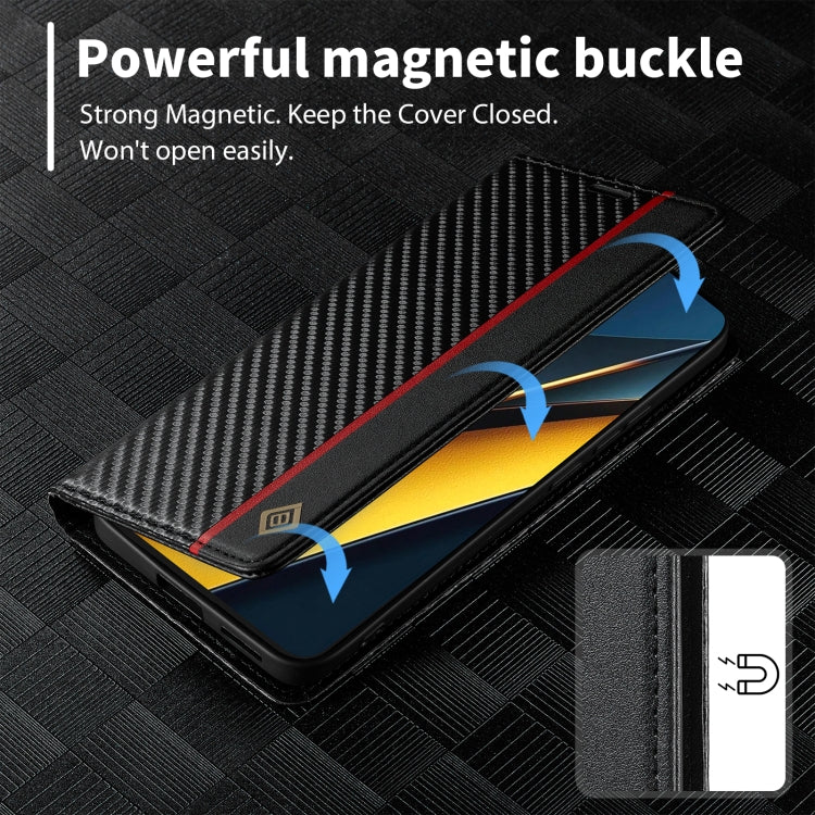 For Xiaomi Poco X6 Pro 5G LC.IMEEKE Carbon Fiber Texture Flip Leather Phone Case(Vertical Black)