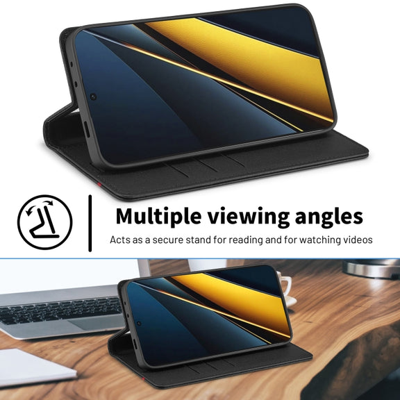 For Xiaomi Poco X6 Pro 5G LC.IMEEKE Carbon Fiber Texture Flip Leather Phone Case(Vertical Black)