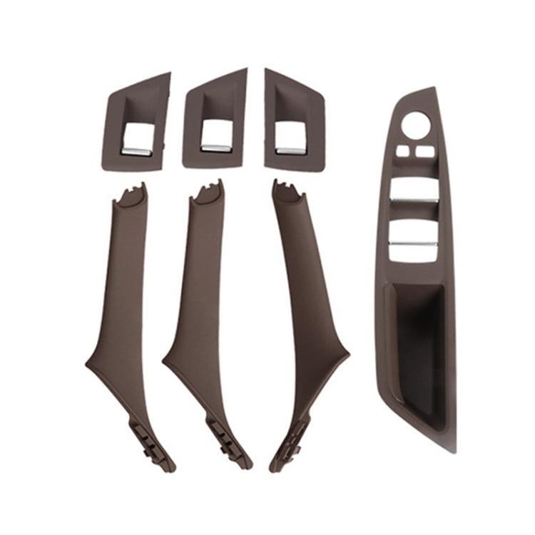 For BMW F10 / F18 5 Series 7pcs Car Inside Doors Handle Pull Trim Cover, Right Driving, 51417225874(Mocha Color)
