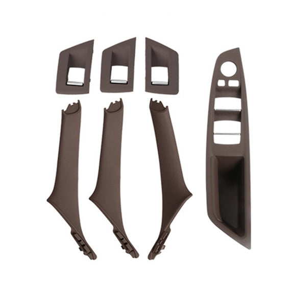 For BMW F10 / F18 5 Series 7pcs Car Inside Doors Handle Pull Trim Cover, Right Driving, 51417225874(Mocha Color)