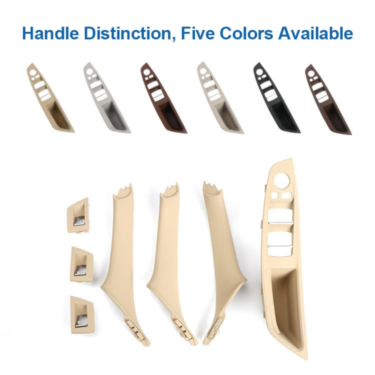 For BMW F10 / F18 5 Series 7pcs Car Inside Doors Handle Pull Trim Cover, Right Driving, 51417225874(Beige White)