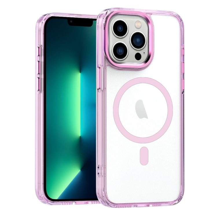 For iPhone 13 Pro Max MagSafe Magnetic Clear Phone Case(Pink)