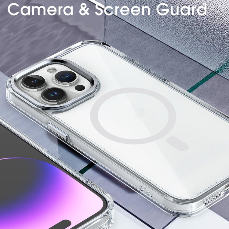 For iPhone 15 Pro MagSafe Magnetic Clear Phone Case(Purple)