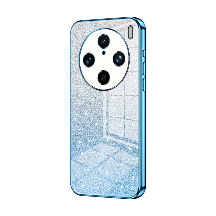 For vivo X100 Pro Gradient Glitter Powder Electroplated Phone Case(Blue)