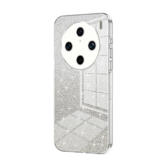 For vivo X100 Pro Gradient Glitter Powder Electroplated Phone Case(Transparent)
