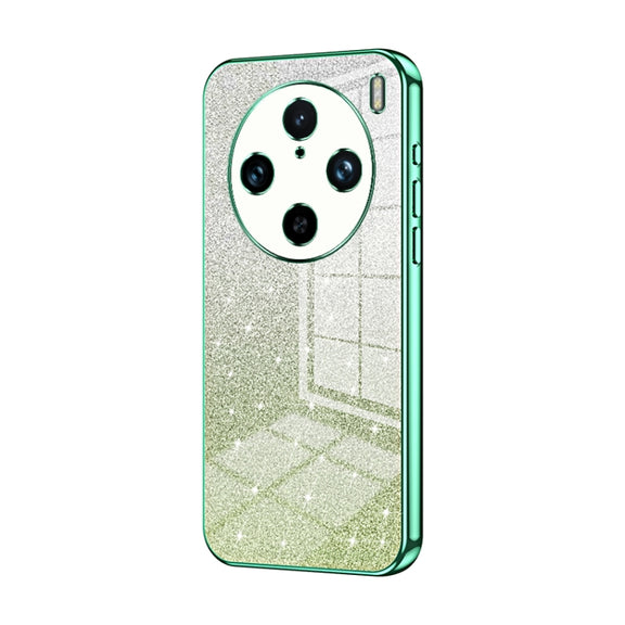 For vivo X100 Pro Gradient Glitter Powder Electroplated Phone Case(Green)
