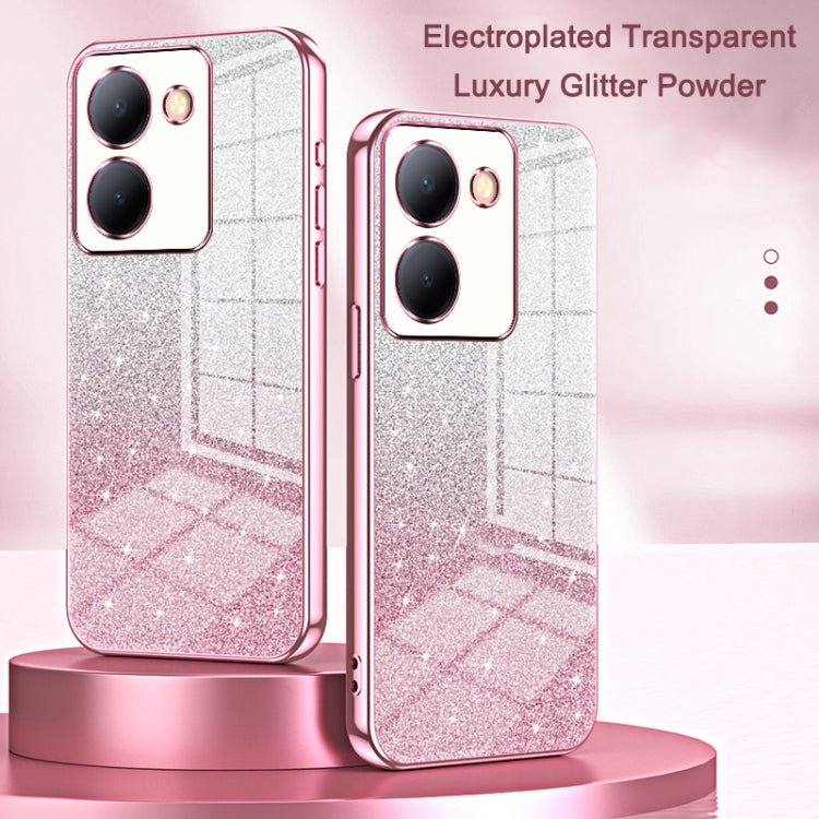 For vivo X100 Pro Gradient Glitter Powder Electroplated Phone Case(Pink)