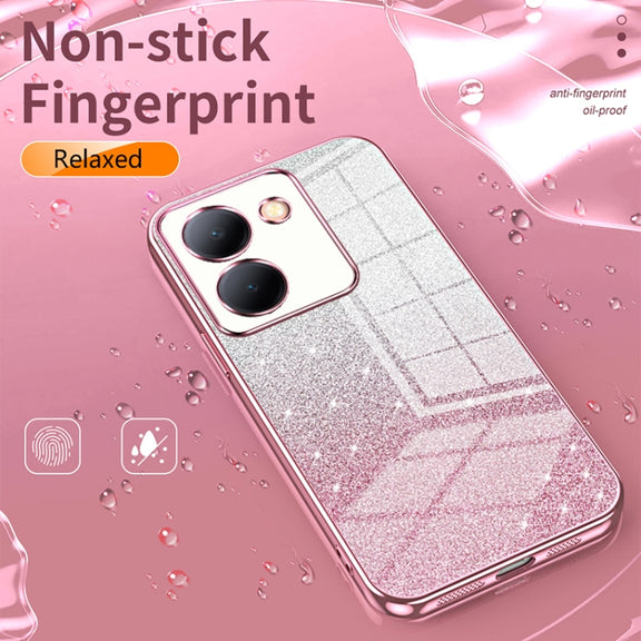 For vivo V29e Gradient Glitter Powder Electroplated Phone Case(Blue)