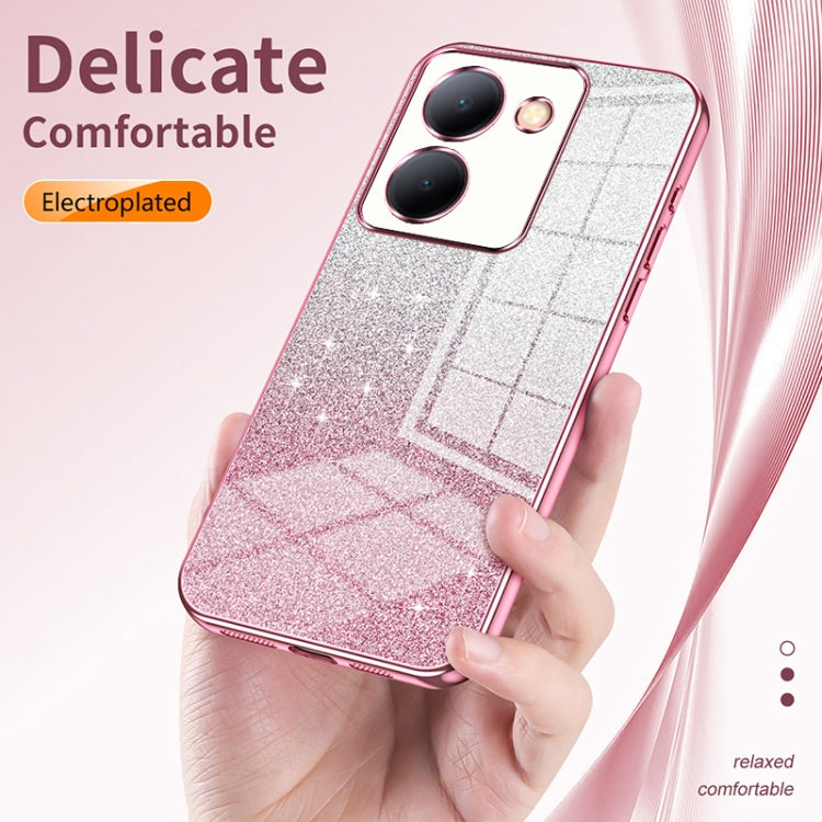 For vivo X100 Pro Gradient Glitter Powder Electroplated Phone Case(Pink)