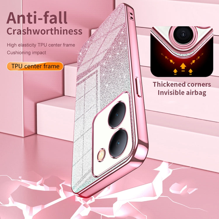 For vivo X100 Pro Gradient Glitter Powder Electroplated Phone Case(Pink)