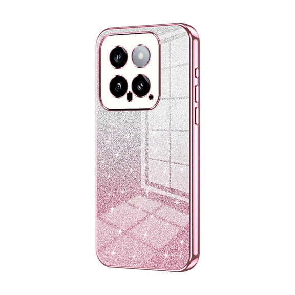 For Xiaomi 14 Gradient Glitter Powder Electroplated Phone Case(Pink)