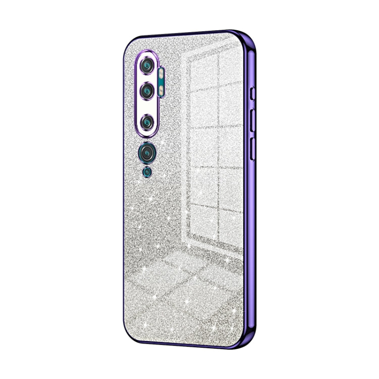 For Xiaomi Mi CC9 Pro / Mi Note 10 Gradient Glitter Powder Electroplated Phone Case(Purple)