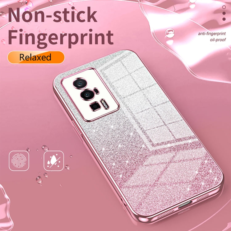 For Xiaomi Poco X4 Pro 5G Gradient Glitter Powder Electroplated Phone Case(Blue)