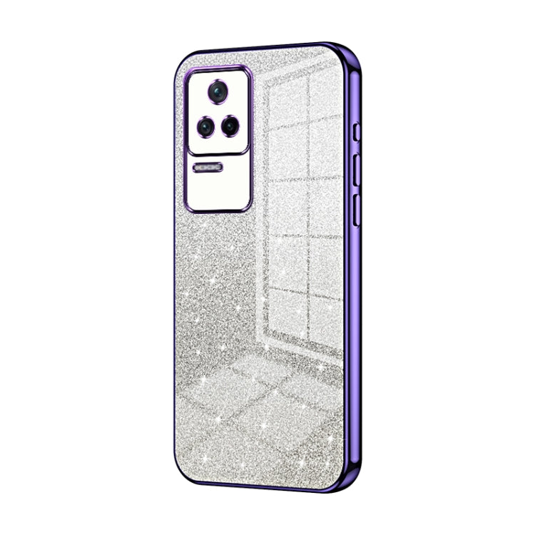 For Xiaomi Redmi K40S / Poco F4 Gradient Glitter Powder Electroplated Phone Case(Purple)