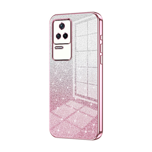For Xiaomi Redmi K40S / Poco F4 Gradient Glitter Powder Electroplated Phone Case(Pink)