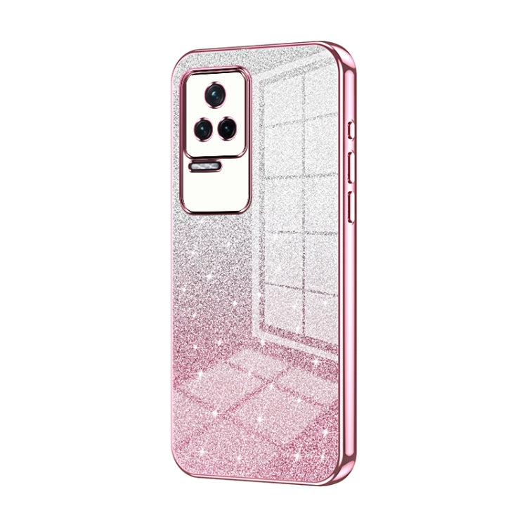 For Xiaomi Redmi K50 / K50 Pro Gradient Glitter Powder Electroplated Phone Case(Pink)